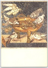 Vintage Italian Postcard of Pigeons Drinking from Ancient Basin Pompeii