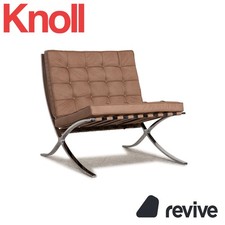 Fauteuil Barcelona Knoll International En Tissu Beige Vintage Végan