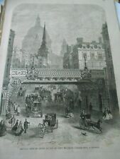 Engraving 1864 - New Railway Bridge to Cross Ludgate Hille UK