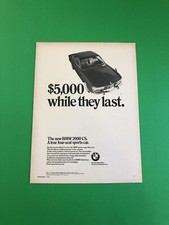 1966 BMW 2000 CS ORIGINAL VINTAGE PRINT AD ADVERTISEMENT PRINTED