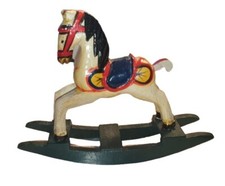 Antique toy: wooden horse rocking miniature old style 