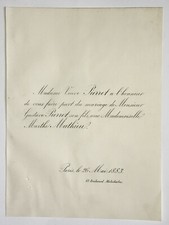 GUSTAVE PIERRET Marthe Mathieu SHARE WEDDING Paris 1883