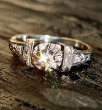 SPLENDIDE BAGUE ANCIENNE ART DECO OR BLANC 18 CT ET DIAMANTS