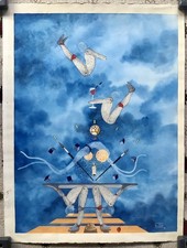 Aquarelle Originale Onirique Franc Maçon À Voir Déco JC Bonnet no Kandinsky