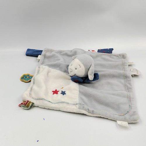 Doudou plat mouton - bleu, blanc