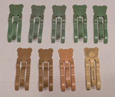 Vintage 1970s ALLiBert Bear Plastic Clothes Pins Clips 9 Pins 4 Colors 3 Inches