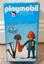 1976 Playmobil 3366 Fire Fighter Firefighter Blonde Geobra with Tools New