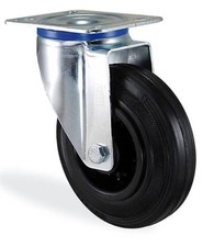 Roulette pivotante caoutchouc noir 100mm charge 70kg
