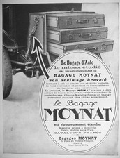 1922 PRESS ADVERTISEMENT MOYNAT LE BAGAGE D'AUTO SOUND PATENTED STOWAGE