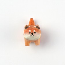 1x en Bois Sculpté Shiba Inu