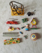 LOT jouet ancien en tole CIJ pompiers tank japan Manege cirque  voiture horloge 