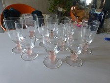 lot  10 superbes verre flûte champagne en  cristal très chantant pied boule rose