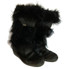 Tecnica Real Fur Skandia Apres Ski Boots Womens 40 8.5 US Black Made in Italy