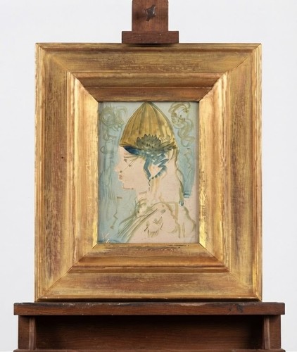 Tableau ancien dessin profil - tableau,