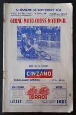 Programme GRAND MOTO-CROSS NATIONAL 1951 Nantes Pont-du-Cens Cinzano Terrot