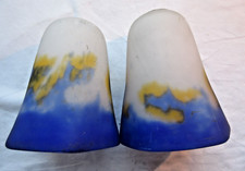 2 French tulips in marmoreal glass paste signed MULLER Lunéville