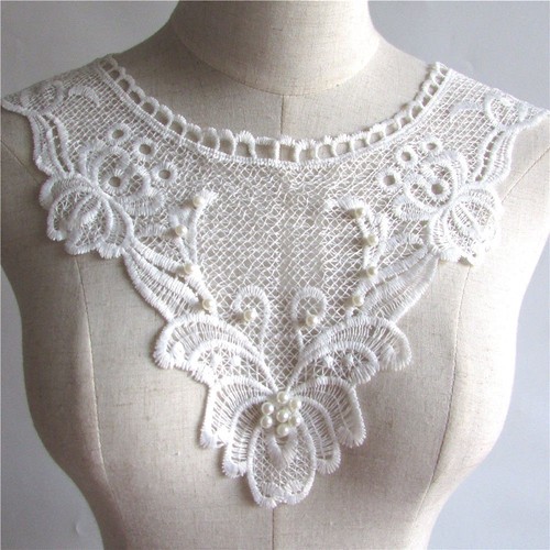 Col dentelle plastron applique - col,