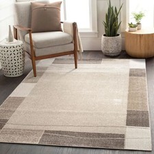Tapis Abordable Bordure Design Moderne Tapis Pour Salon Beige Noir