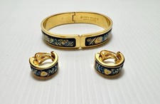 Frey Wille Starry Night Blue Enamel Bracelet & Earrings Austria 7.5 inch VHTF