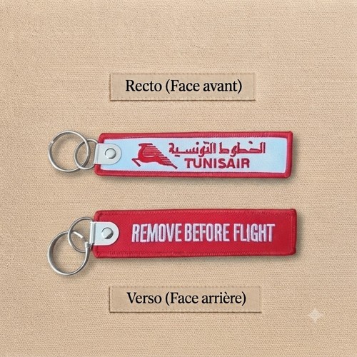 Porte clé brodé avion - clé, flamme