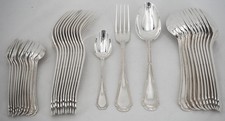 Ercuis Trianon, ribbons, Louis XVI, 36 piece housewife set in silver metal.