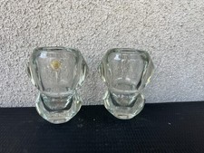 Paire de vases sculpturaux en verre tchèque par František Vízner pour Sklo Union