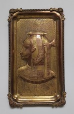 Plateau en cuivre 'relief' portrait égyptienne 'Egypte Antique'