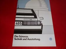 1987 VW Scirocco Type 53B GT GTL GTX GT 16V GTX 16V Technology Equipment Brochure