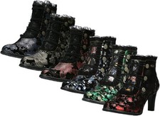 Laura Vita Bottine Femme Fleurs Volant Boutons Design Floral Alcbaneo 130