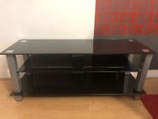banc - table  tv en métal et verre  noir