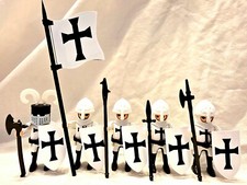 Playmobil 5 Chevaliers tEMPLIERS TEUTONIQUES médiéval 3666 château croisé