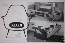 1958 PRESS AD ERTON RELAXATION ARMCHAIRS LIVING ROOMS SOFA BED
