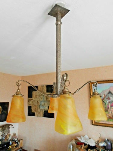 Lustre art deco fer - en, forge