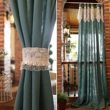 Rideaux vintage en dentelle vert malachite