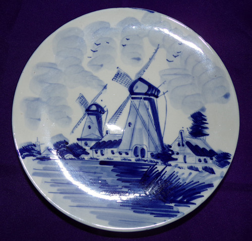 Assiette murale vintage bleu - murale,