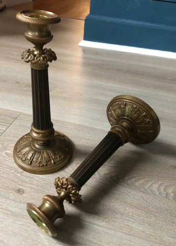 Paire bougeoir bronze et - paire,