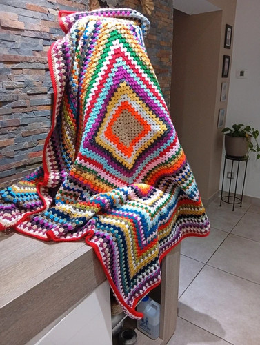 Plaid vintage crochet fait - vintage,