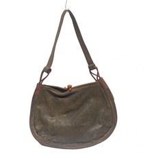 Auth HENRY CUIR - Dark Brown Red Leather Shoulder Bag