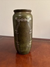 E4 VINTAGE ARTS & CRAFTS BRONZE & STERLING OVERLAY HEINTZ RARE Floral VASE