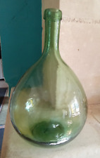 Ancienne Petite Bonbonne Bouteille Dame Jeanne Verre Bullé Vert 30cm de haut