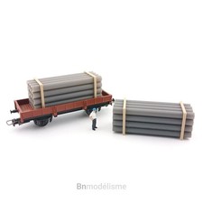 HO Lot 2 Chargements Tuyaux, 1/87 H0 Wagon Fret Train Marchandise Gare Usine