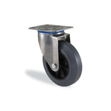 Roulette pivotante inox caoutchouc gris souple diamètre 125mm charge 120kg