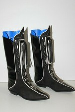 CHARLES JOURDAN Bottes Vintage Velours et  Cuir  Franges T 6.5 / 36.5 TBE