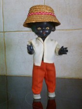 ANCIENNE POUPEE NOIRE PLASTIQUE DUR JOUET VINTAGE RUSSE 1960 RUSSIE 25 CM