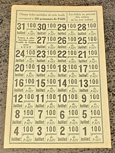 Ticket rationnement seconde - ticket, de