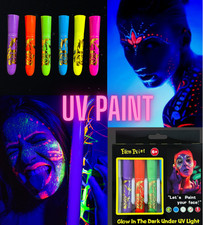 Crayons UV maquillage fluo – 6 couleurs fluorescentes visage