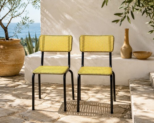 Pair french mid century woven - pair,
