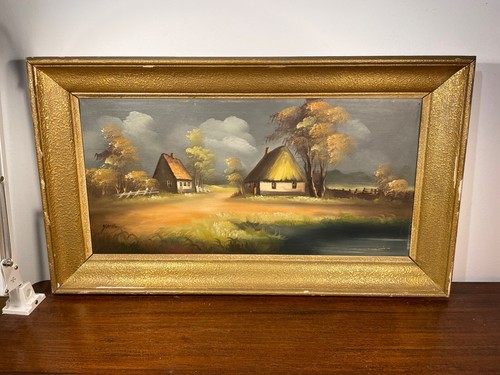 Cadre ancien avec peinture - peinture, sur