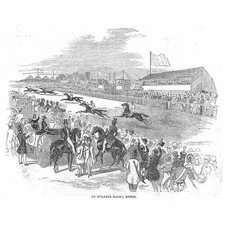 RIPON Yorkshire The St Wilfred Races - Antique Print 1844
