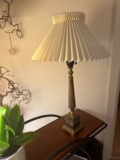 Vintage Granite/Marble and Brass Table Lamp with Le Klint Shade Model 1/17